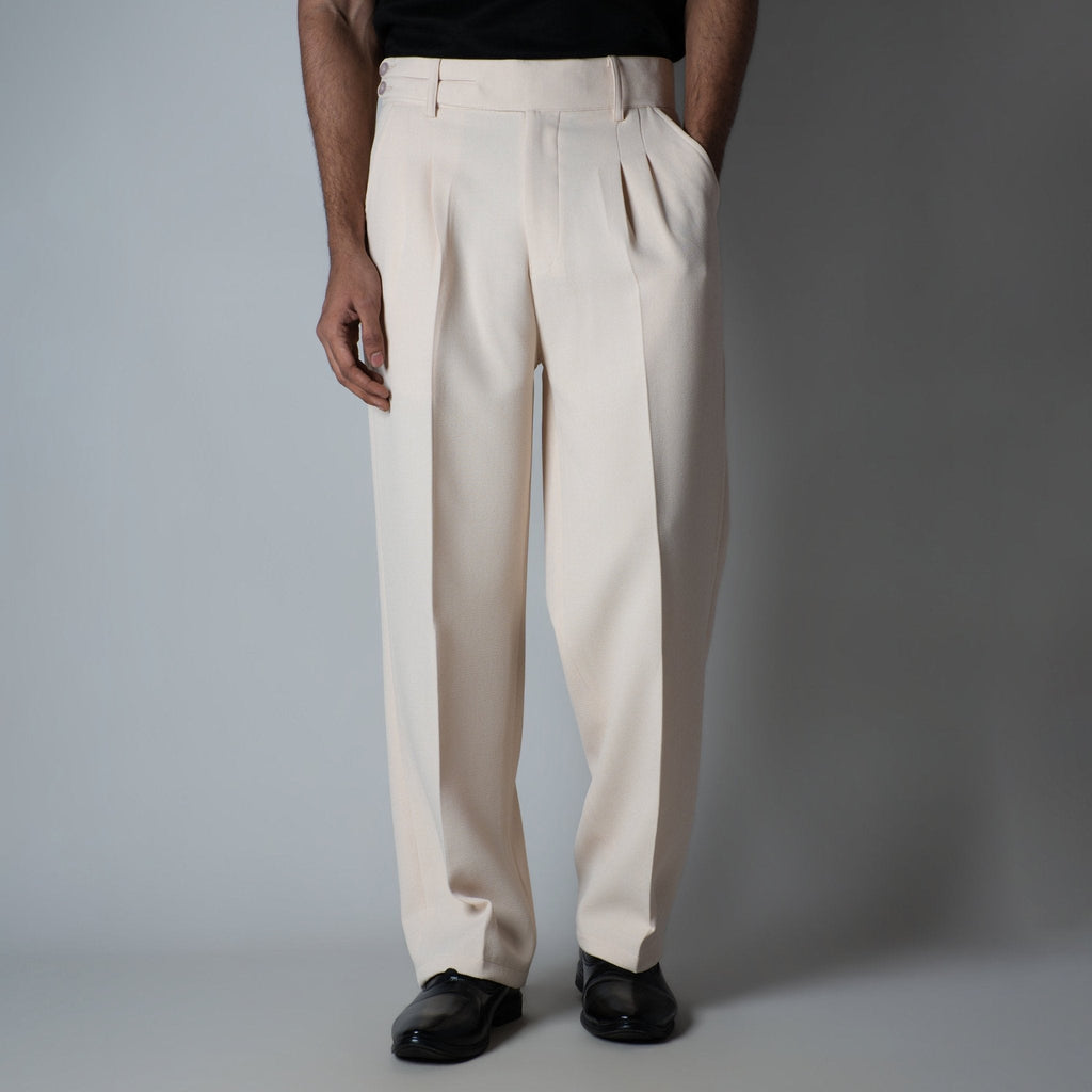 IVORY DOUBLE FLAP TROUSER