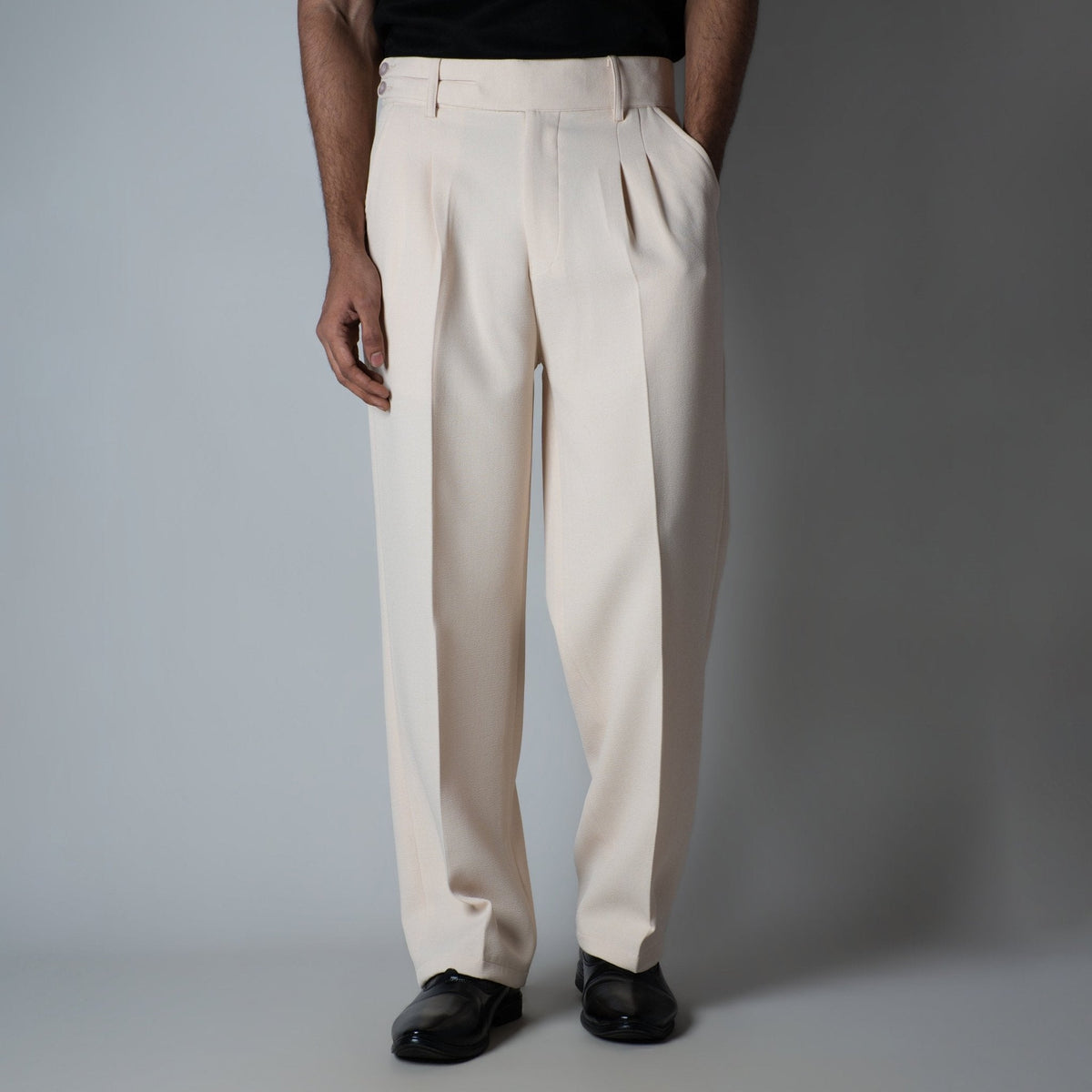 IVORY DOUBLE FLAP TROUSER