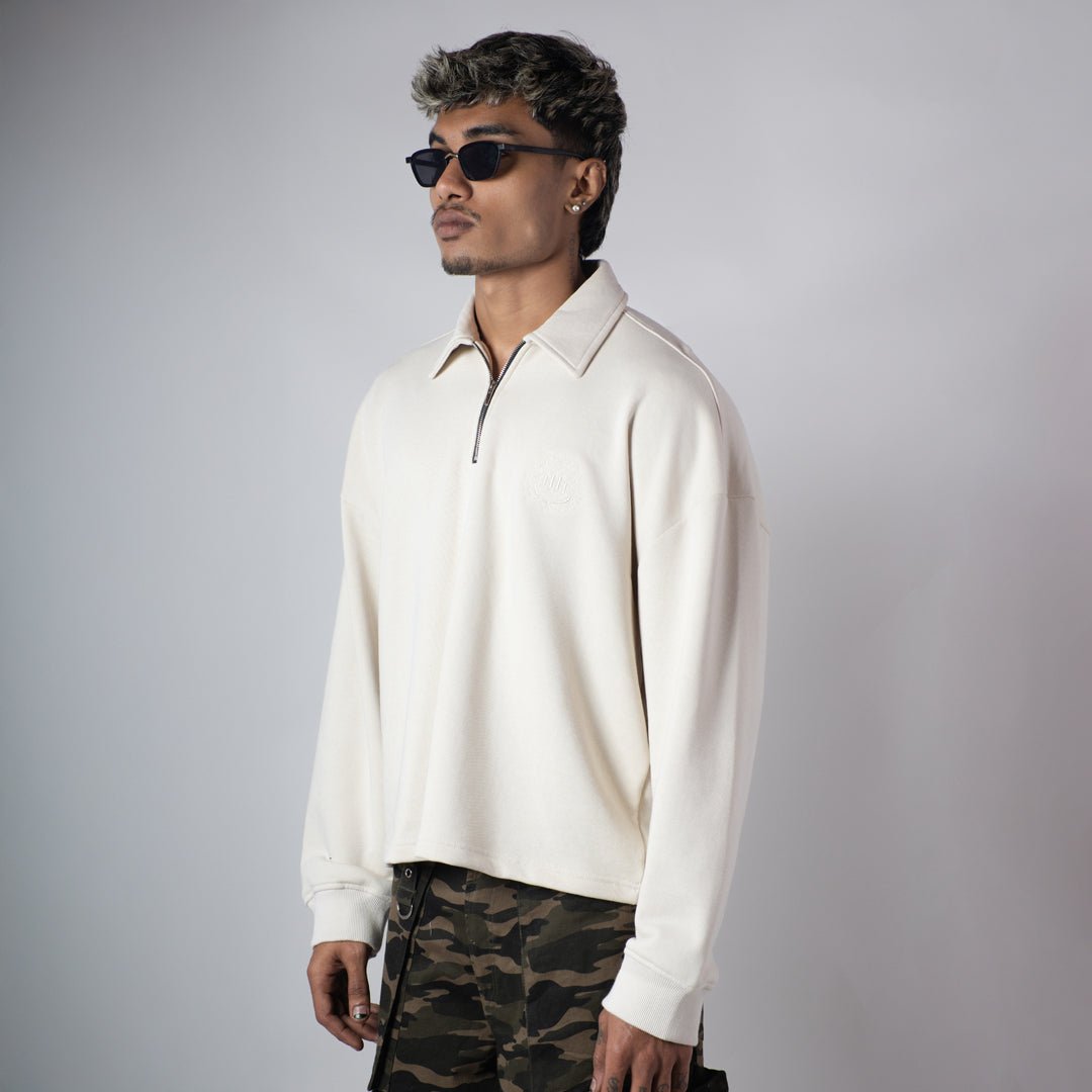 IVORY HALF-ZIPUP PULLOVER POLO