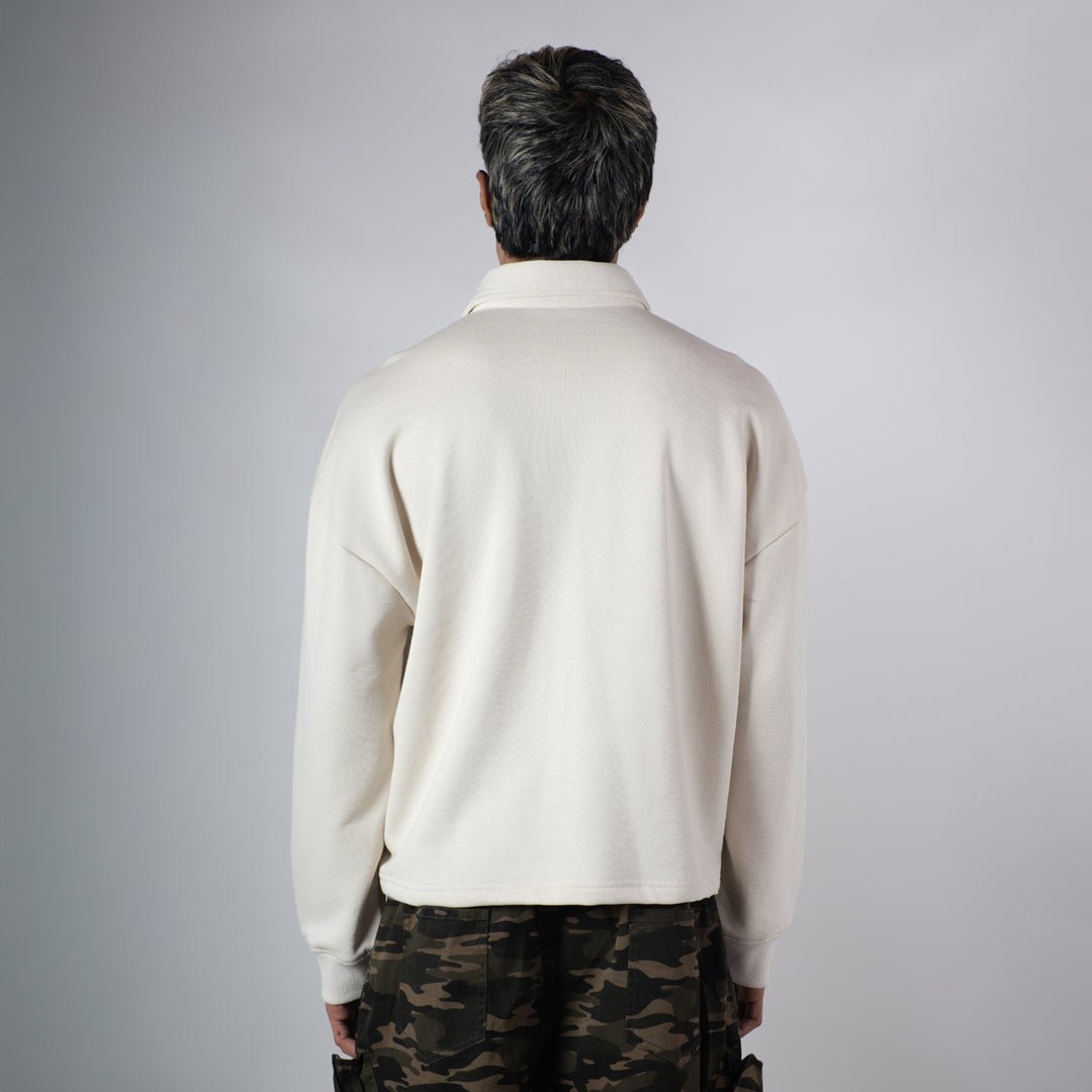 IVORY HALF-ZIPUP PULLOVER POLO