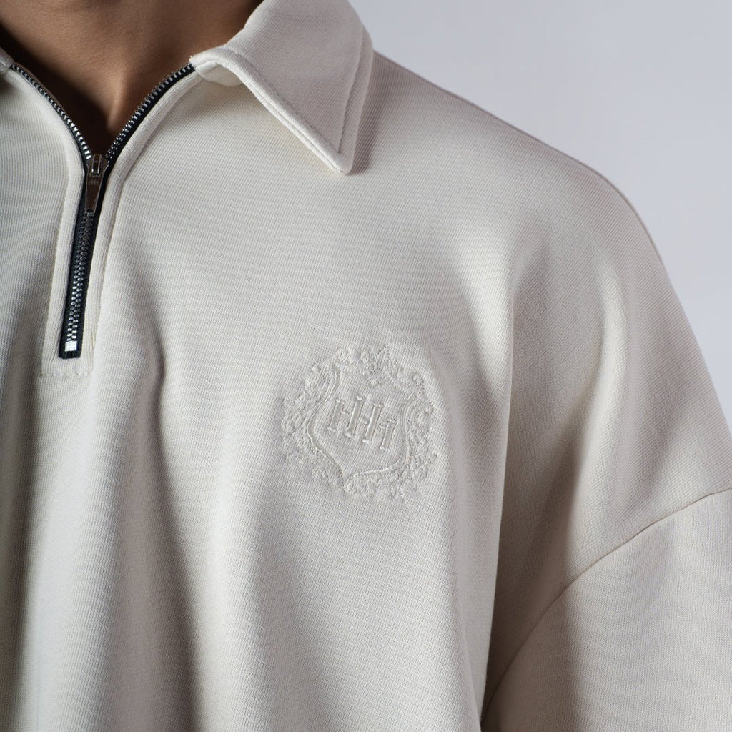 IVORY HALF-ZIPUP PULLOVER POLO