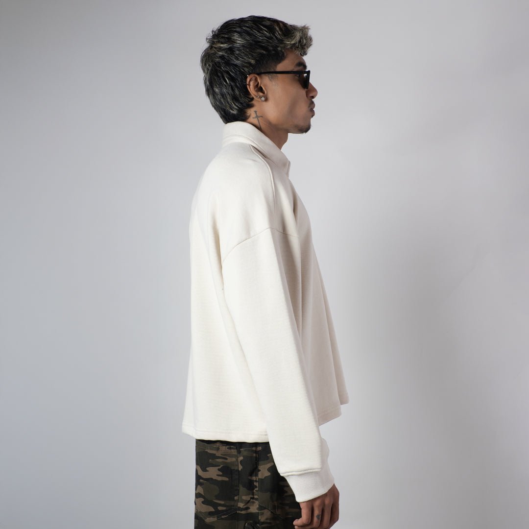 IVORY HALF-ZIPUP PULLOVER POLO