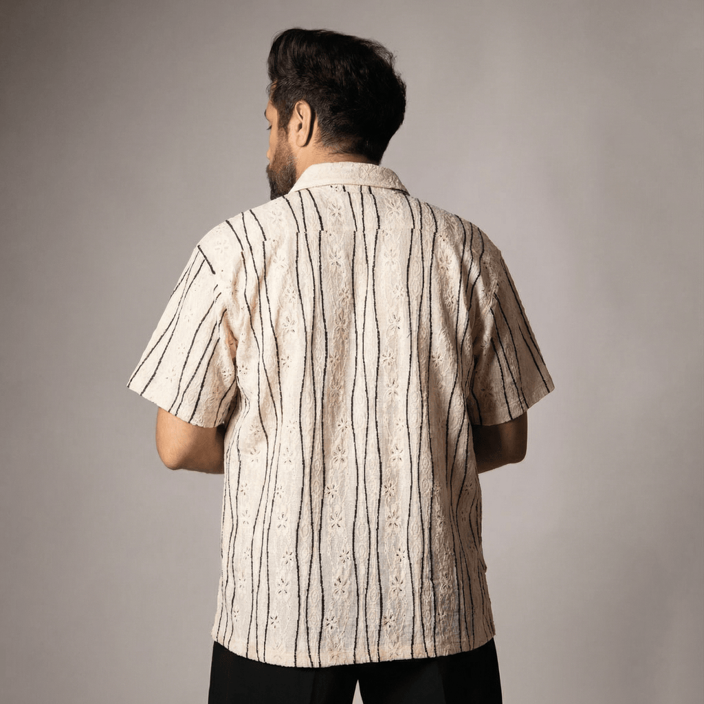 IVORY MESH LINE SHIRT