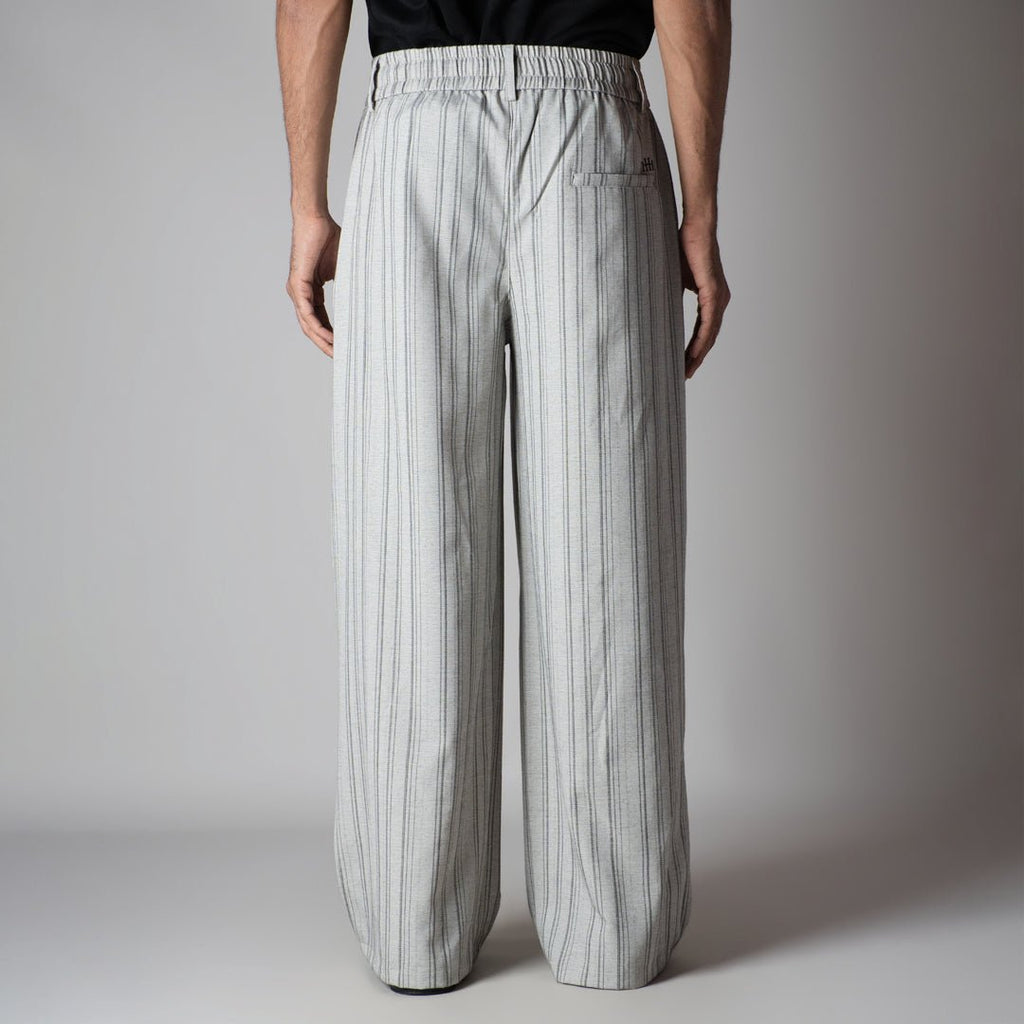 IVORY PINSTRIPE WIDE PANTS