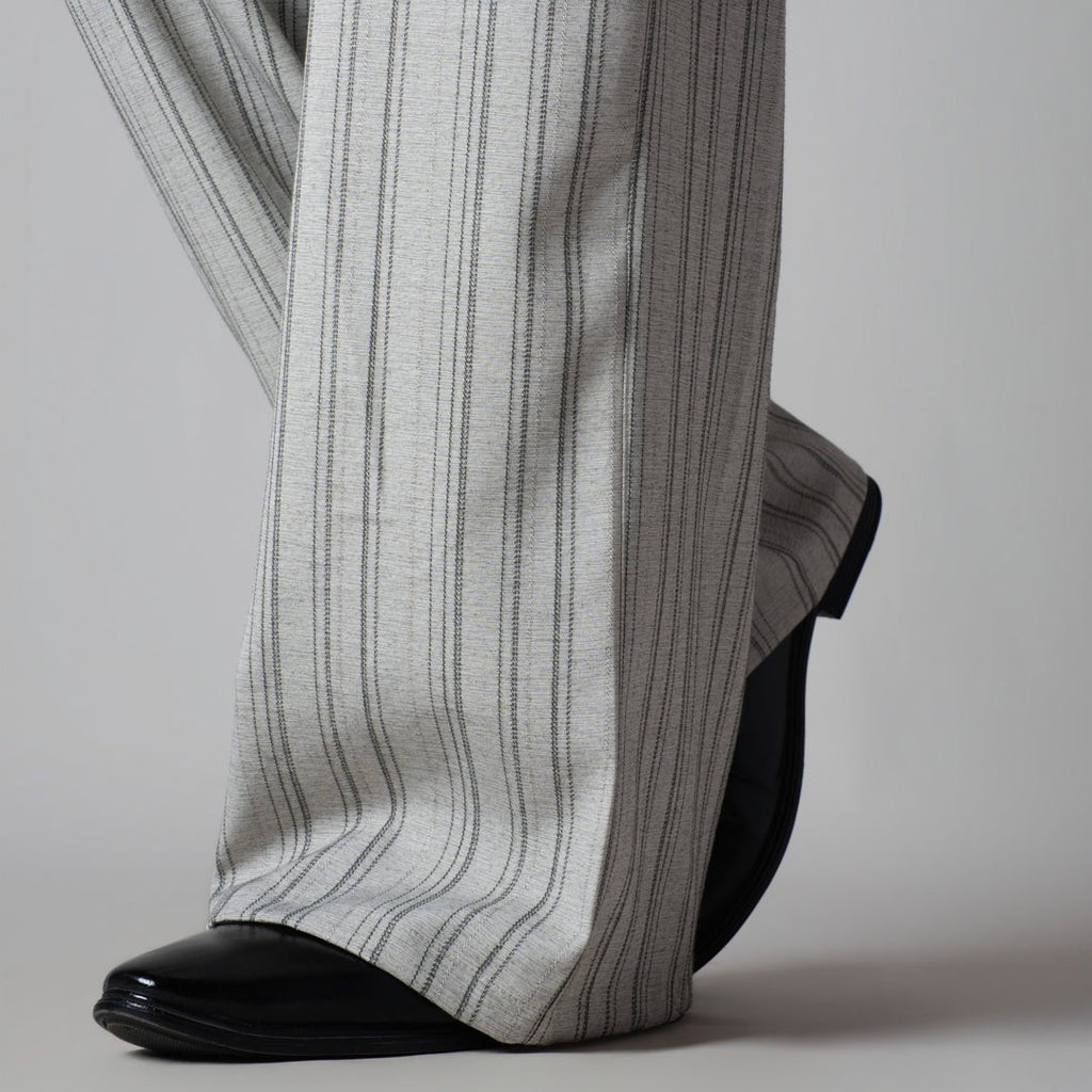 IVORY PINSTRIPE WIDE PANTS