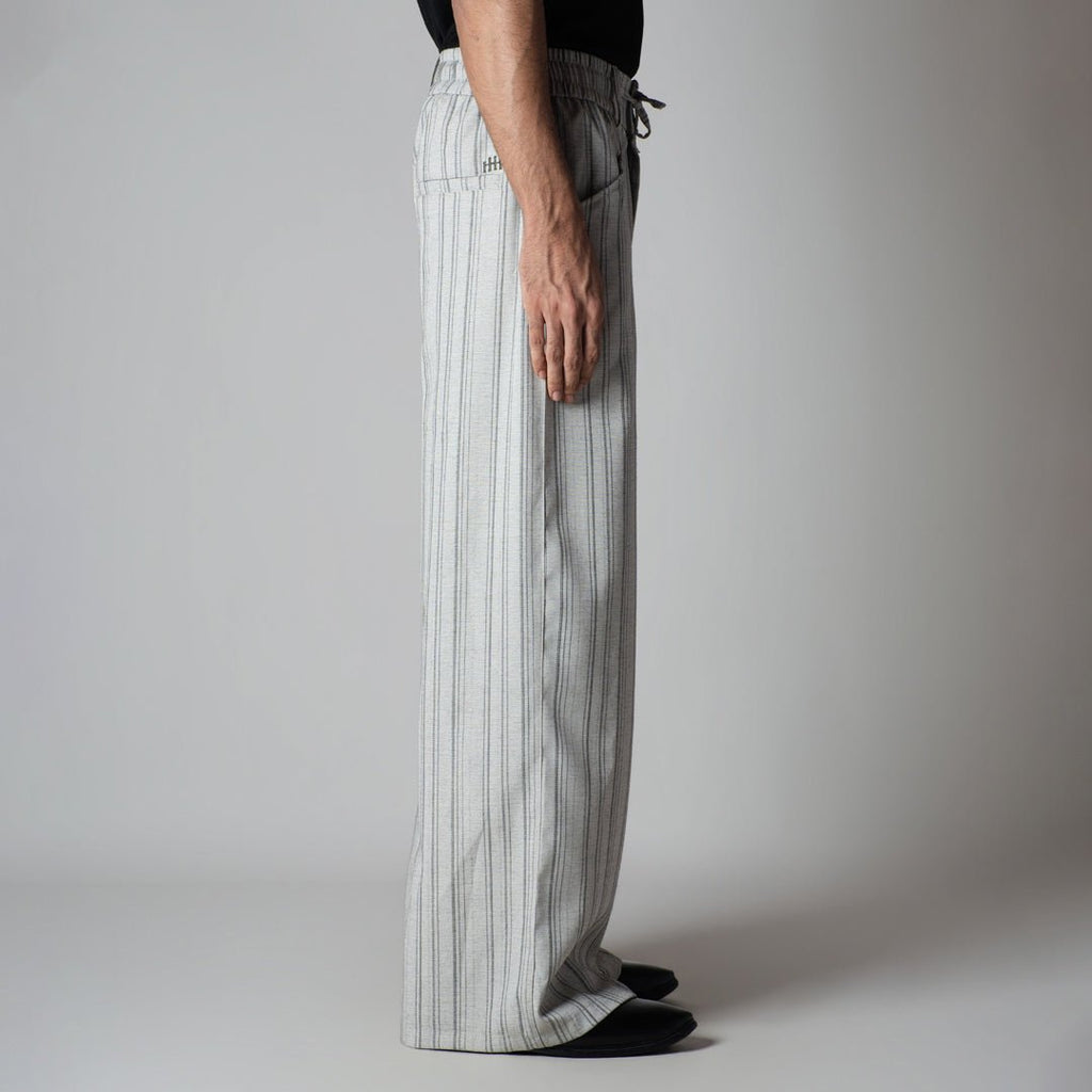 IVORY PINSTRIPE WIDE PANTS