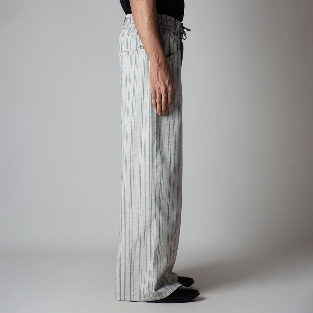 IVORY PINSTRIPE WIDE PANTS