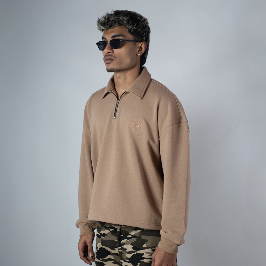 KHAKHI HALF-ZIPUP PULLOVER POLO
