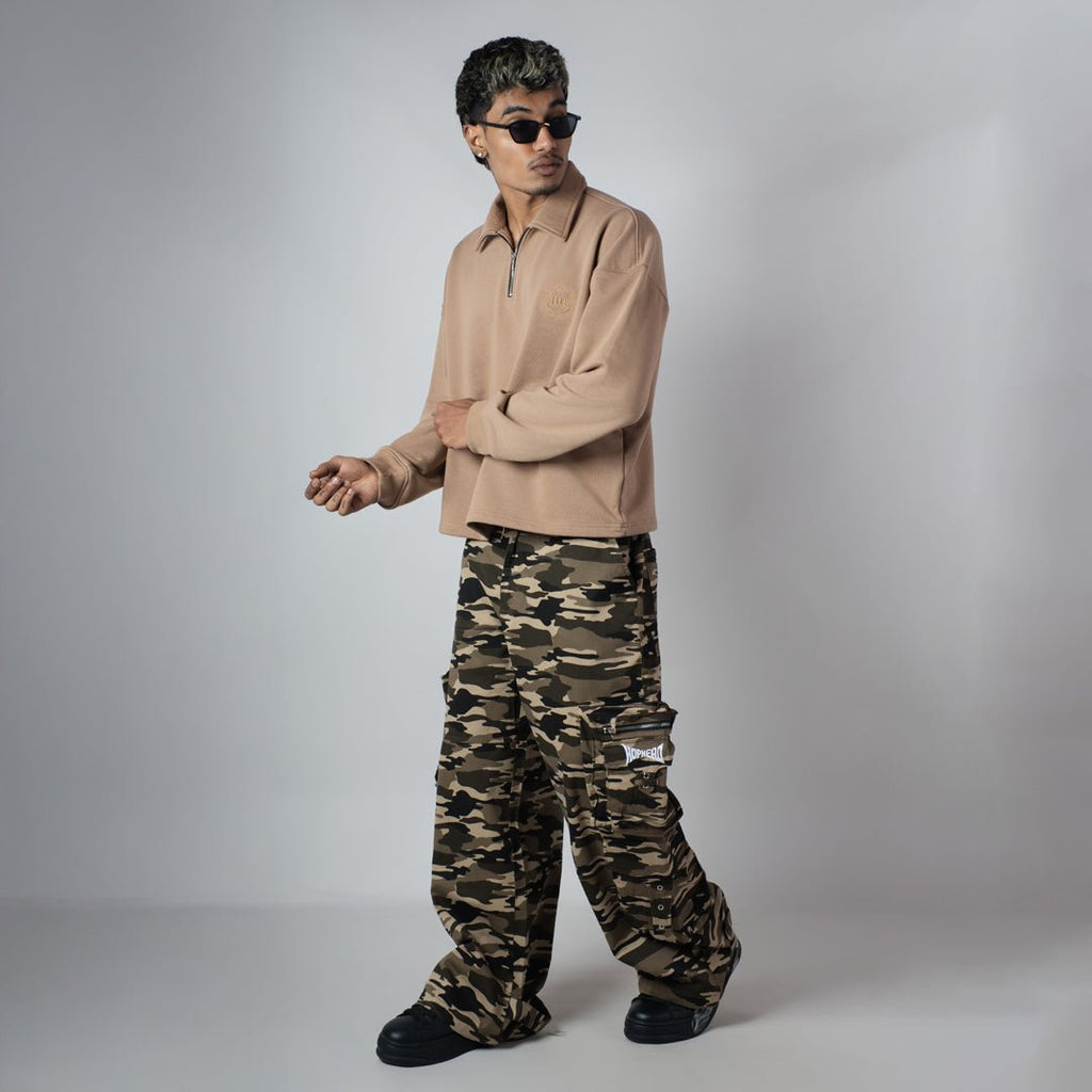 KHAKHI HALF-ZIPUP PULLOVER POLO