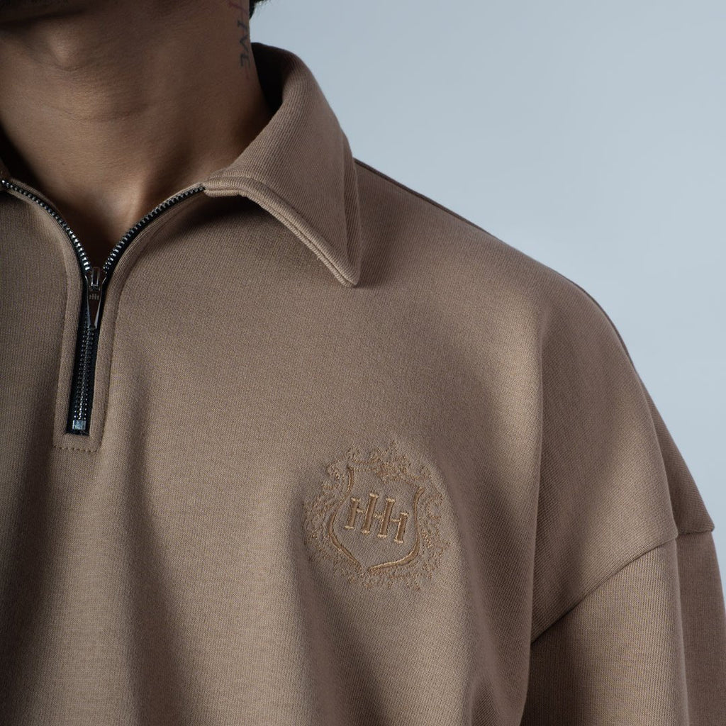 KHAKHI HALF-ZIPUP PULLOVER POLO