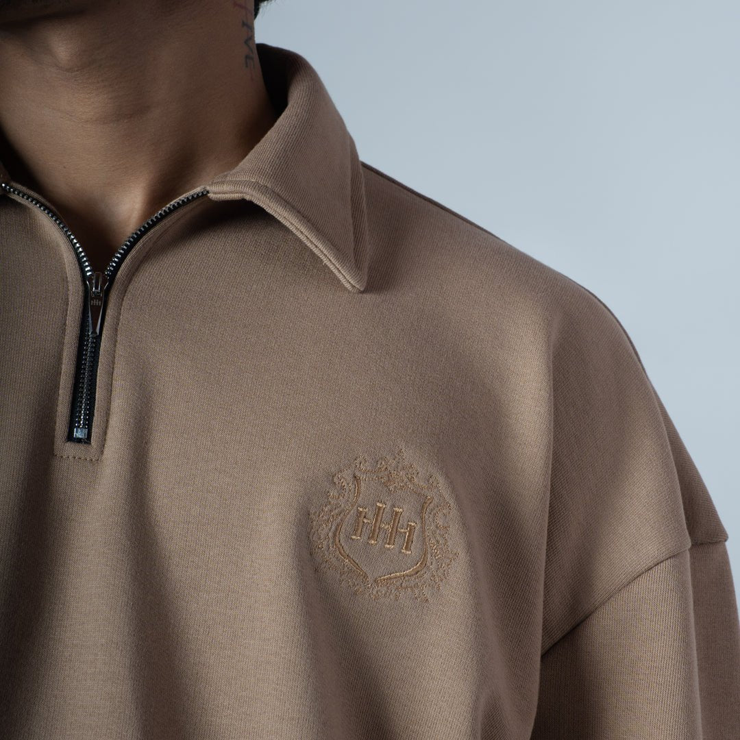 KHAKHI HALF-ZIPUP PULLOVER POLO