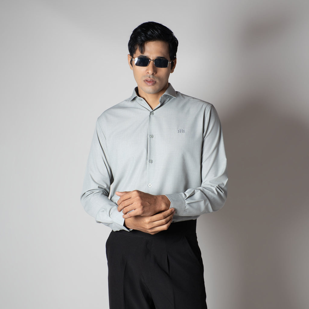 LIGHT GREY FEATHER SHIRT