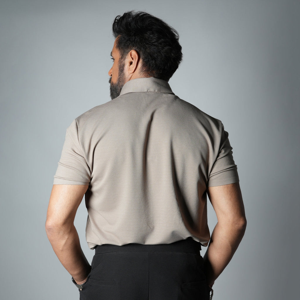 LIGHT TAUPE SEAMLESS TEXTURED POLO