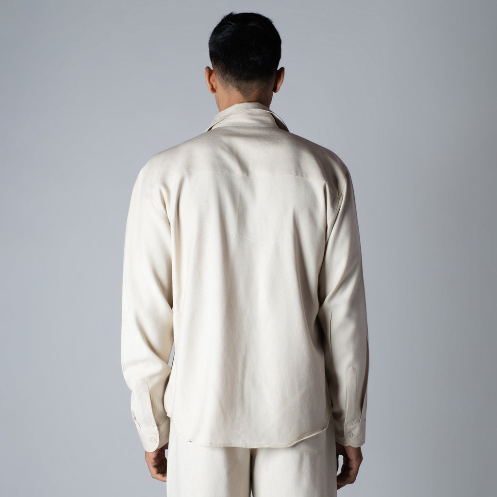 IVORY HAZE FLOW FABRIC SHIRT