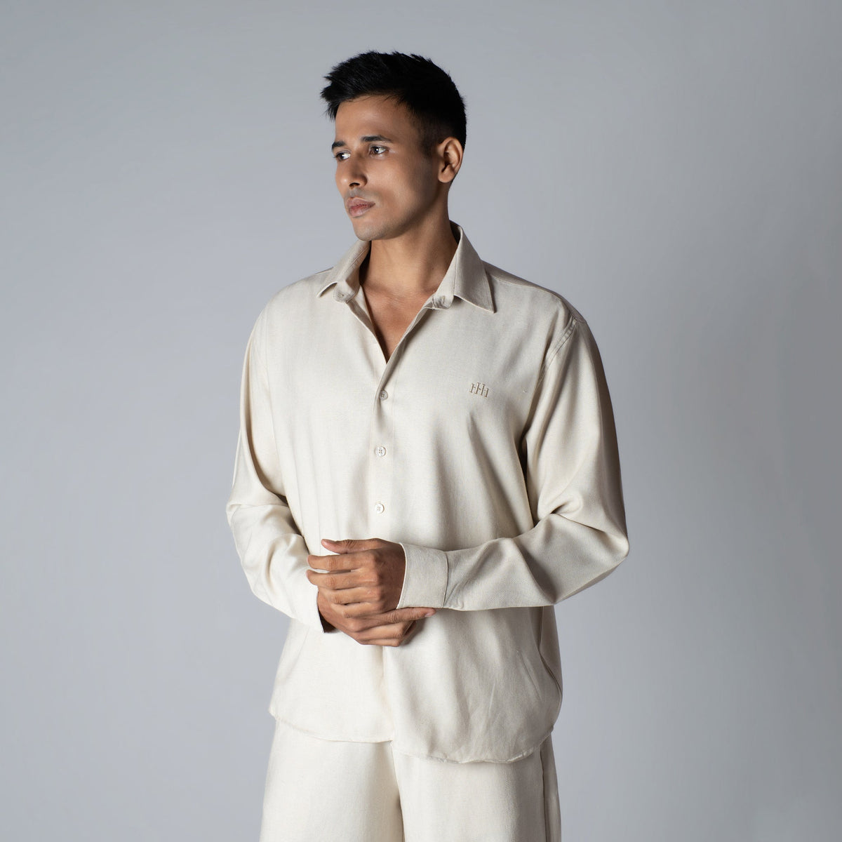 IVORY HAZE FLOW FABRIC SHIRT
