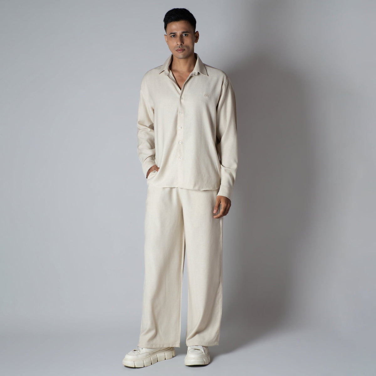 IVORY HAZE FLOW FABRIC SHIRT