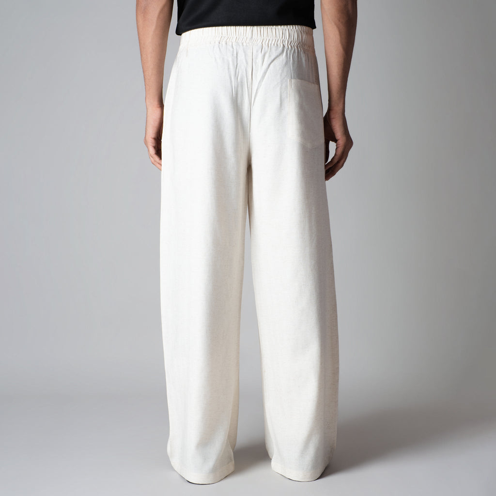 NATURAL LINEN FLOW FABRIC PANT
