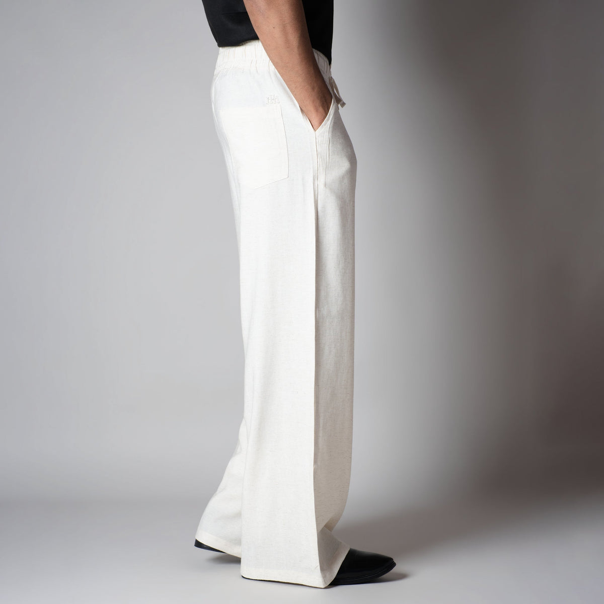 NATURAL LINEN FLOW FABRIC PANT