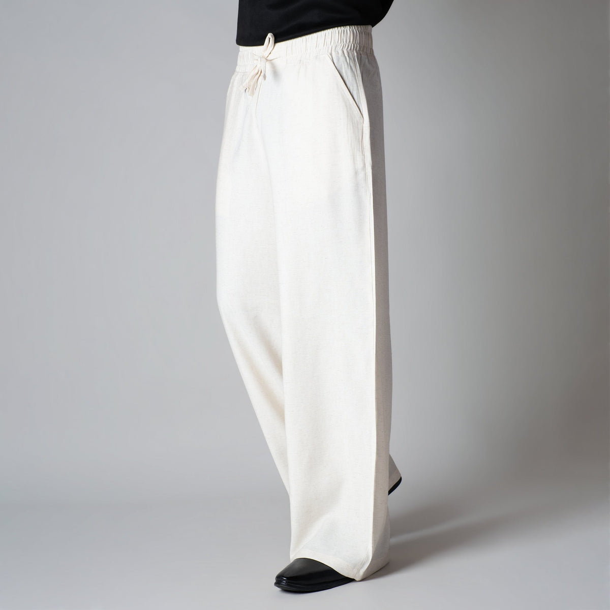 NATURAL LINEN FLOW FABRIC PANT