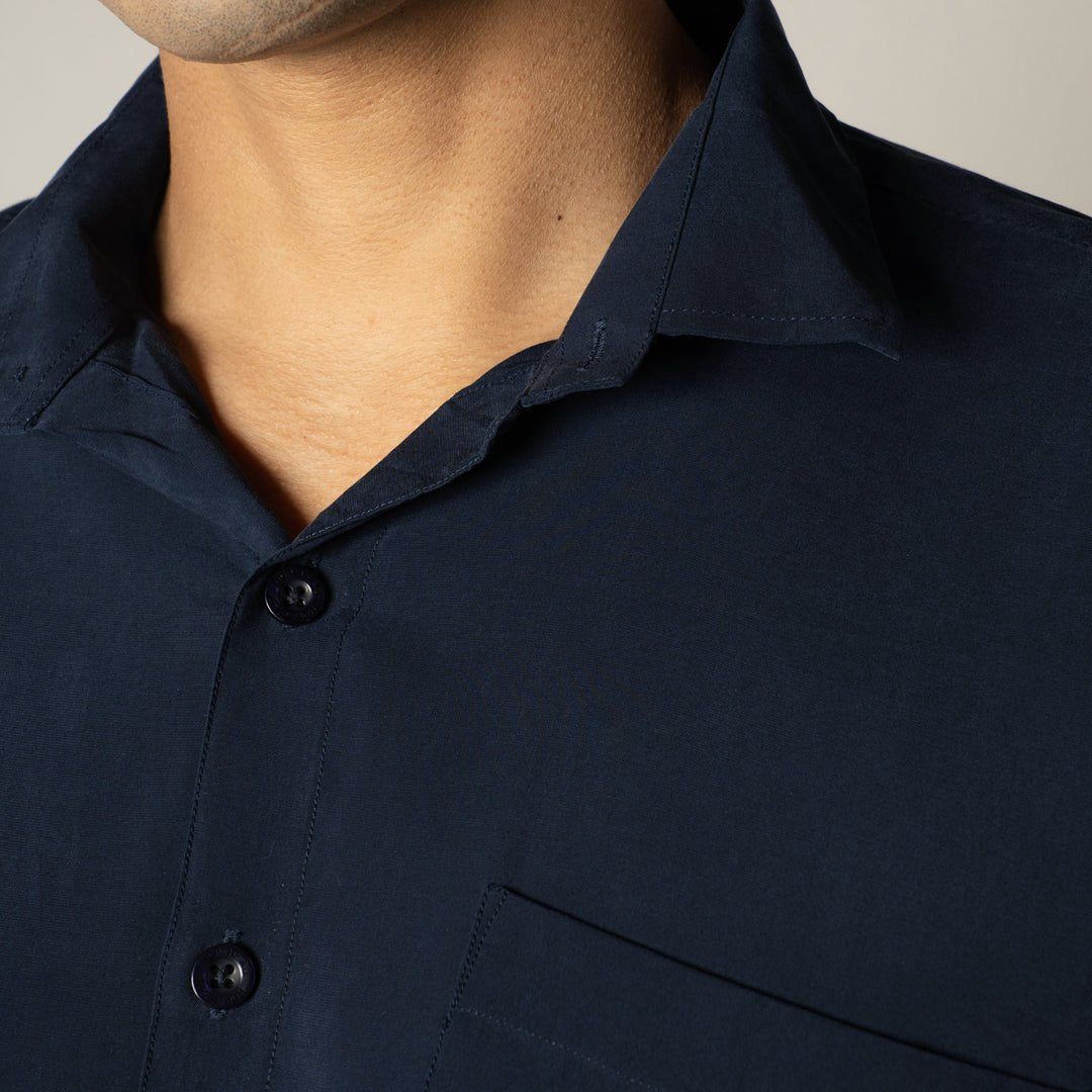 NAVY ESSENTIAL SUEDE LUXE SHIRT