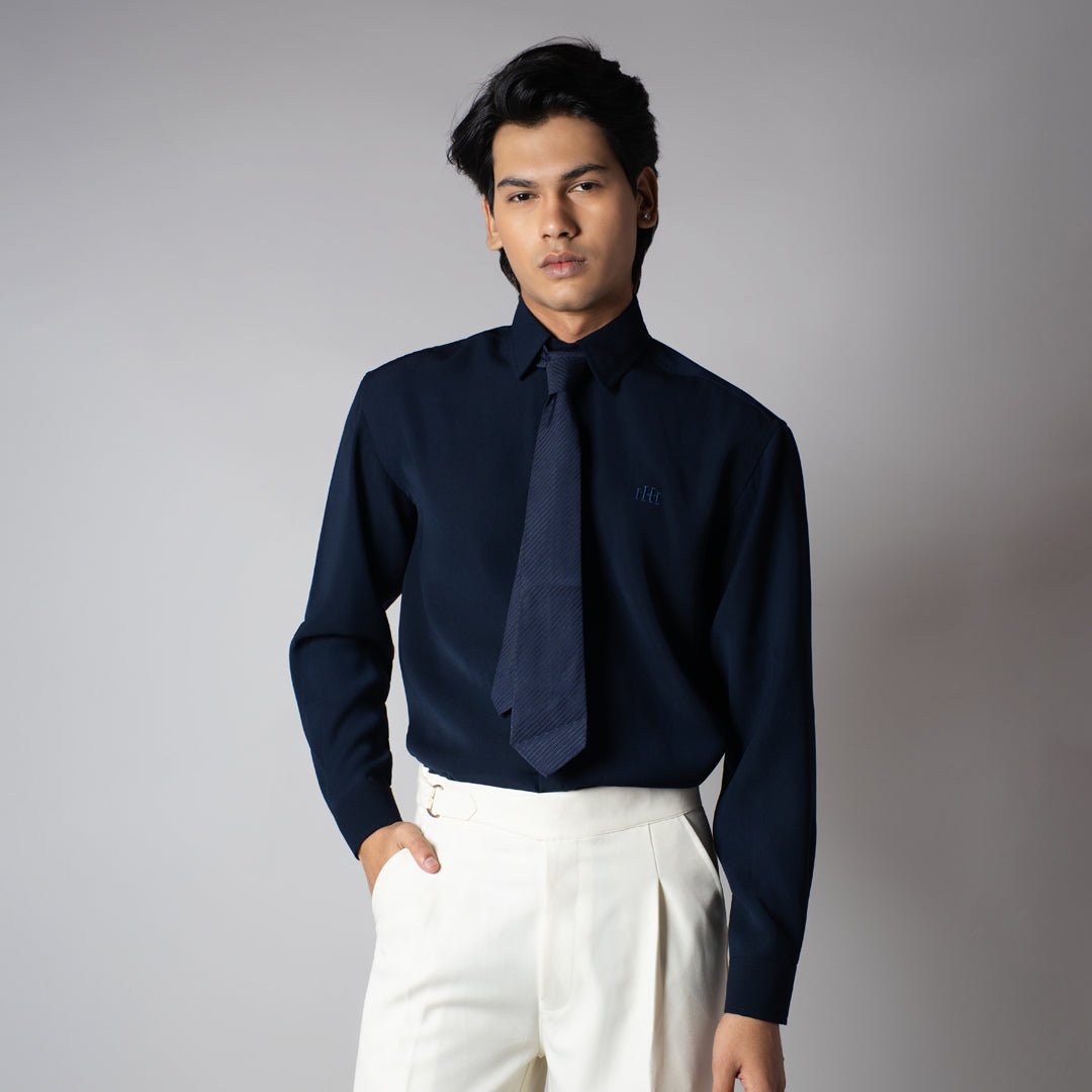NAVY KOREAN SHIRT