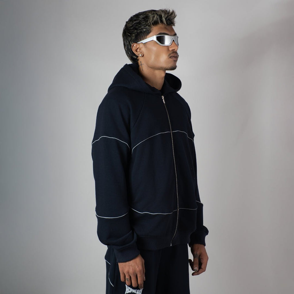 NAVY MIDNIGHT GLOW HEAVY ZIPPER HOODIE
