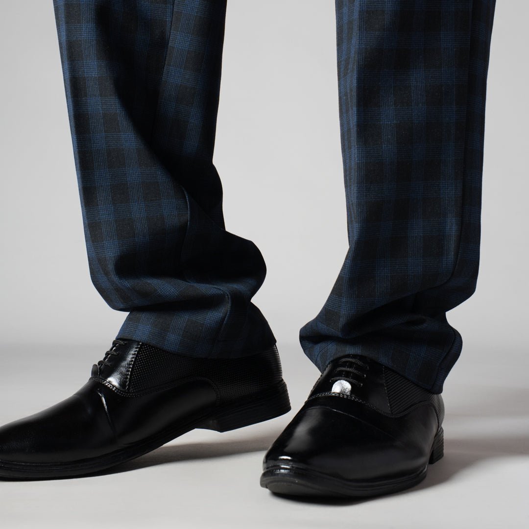 NAVY PLAID REGULAR FIT TROUSER