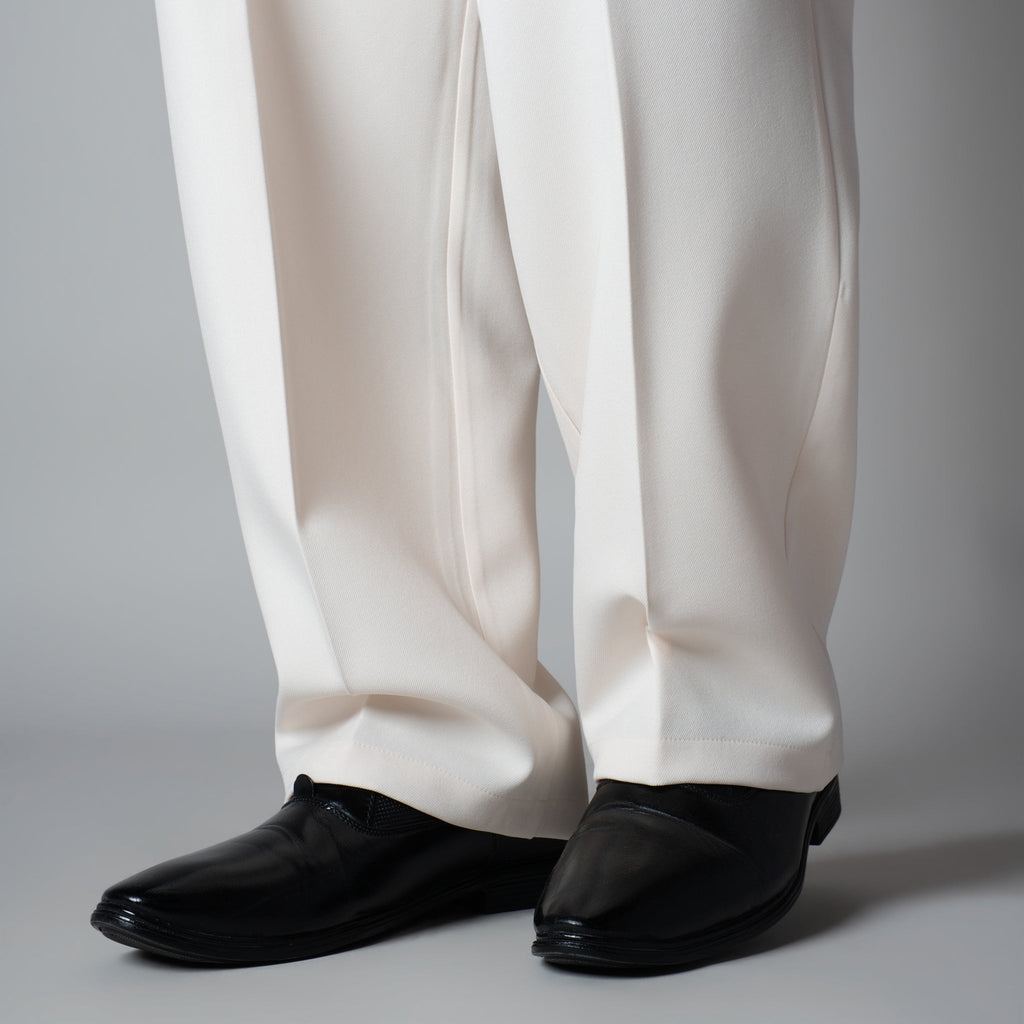OFF-WHITE DOUBLE PLEAT STRAIGHT FIT TROUSER