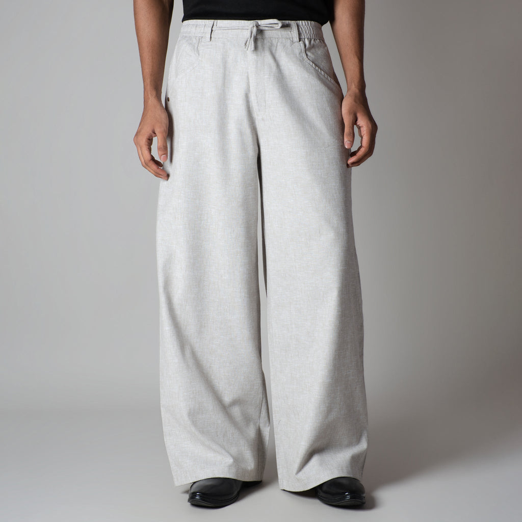 STONE GREY SOFTMOVE COTTON LINEN PANTS