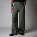 OLIVE SOFTMOVE VERTICAL LINE SIGNATURE LINEN PANTS