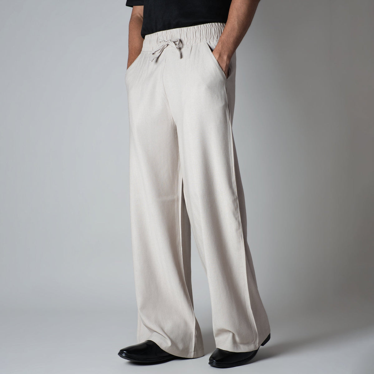 OYSTER CREAM FLOW FABRIC PANT