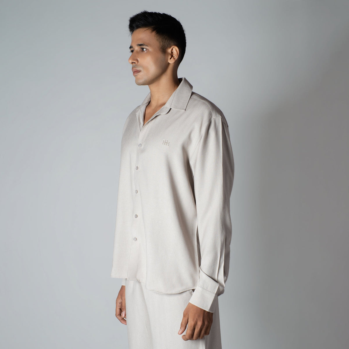 OYSTER CREAM FLOW FABRIC SHIRT