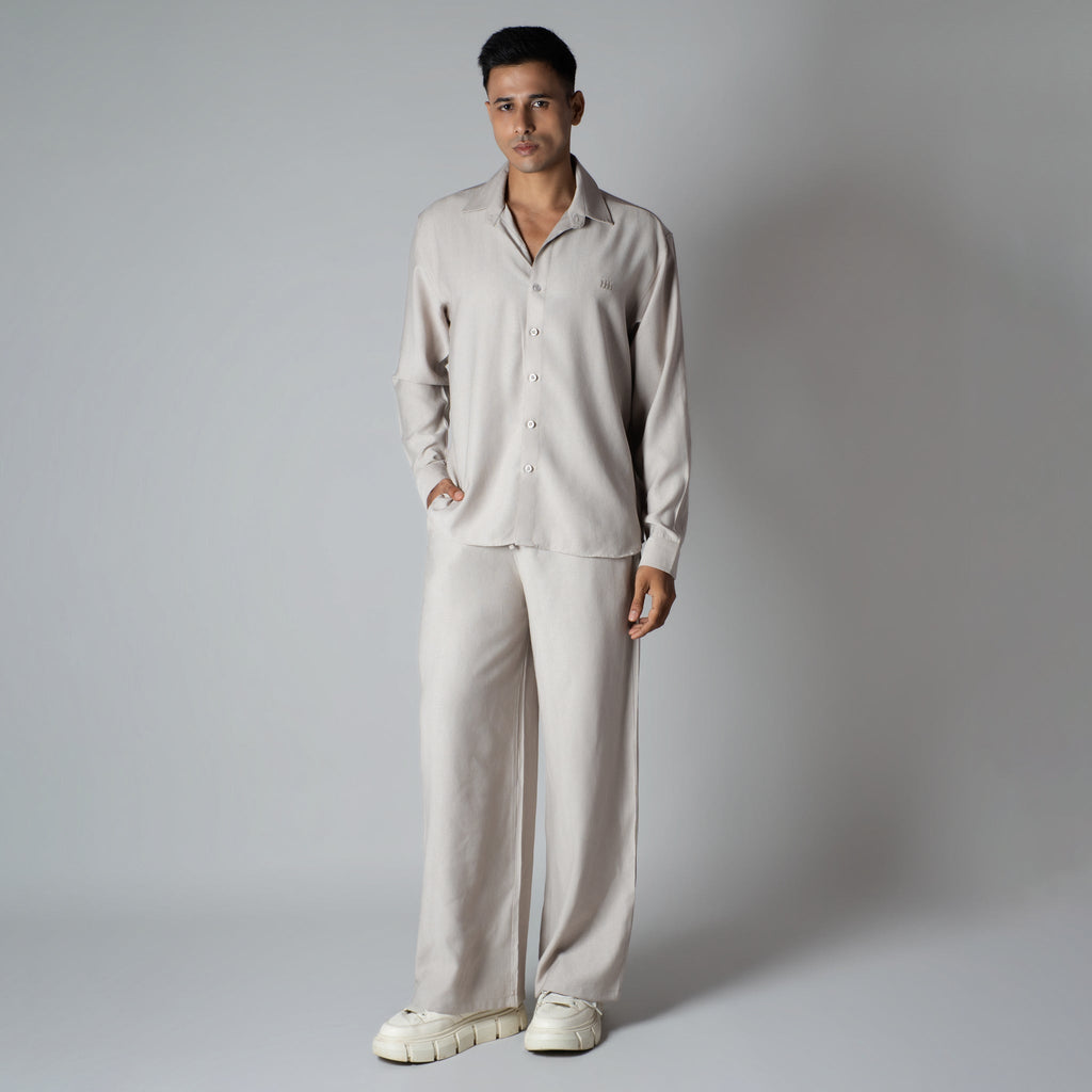 OYSTER CREAM FLOW FABRIC SHIRT