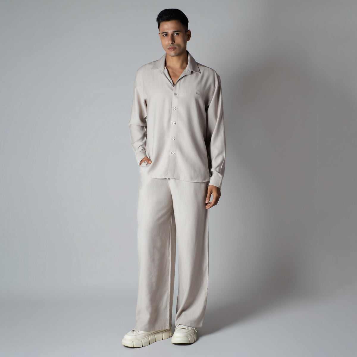 OYSTER CREAM FLOW FABRIC SHIRT