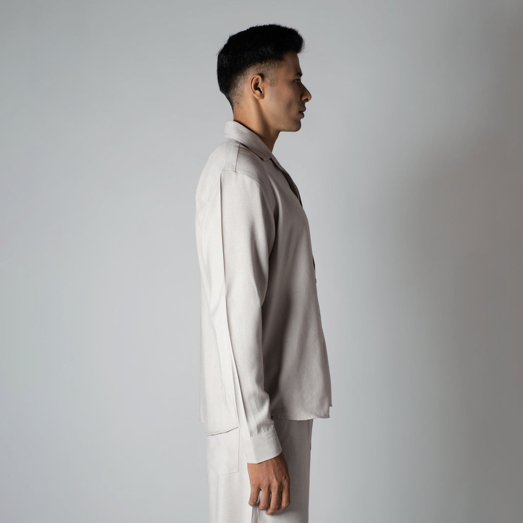 OYSTER CREAM FLOW FABRIC SHIRT