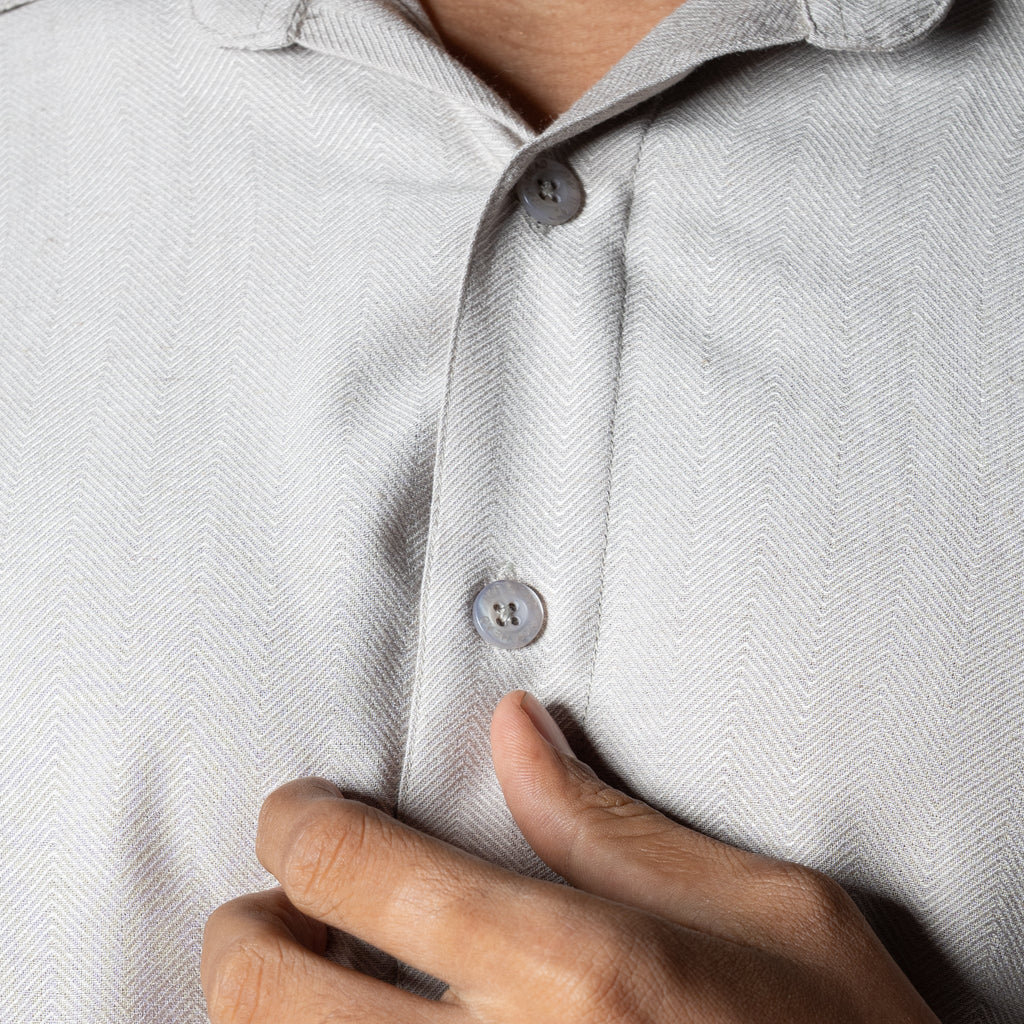 OYSTER CREAM FLOW FABRIC SHIRT