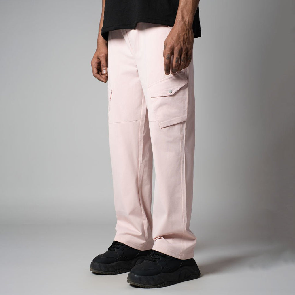 PINK SIDE POCKET CARGO SWEATPANTS