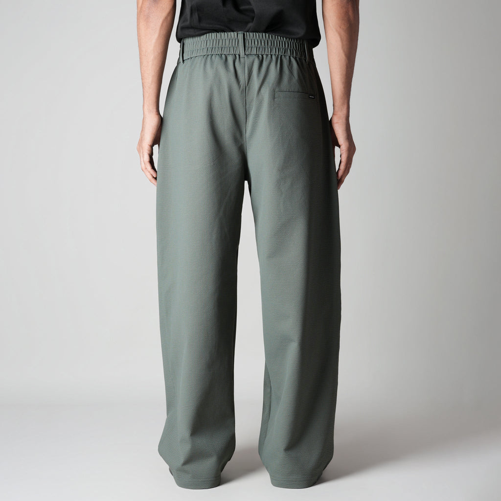 SAGE GREEN PIN-RIB WIDE PANTS