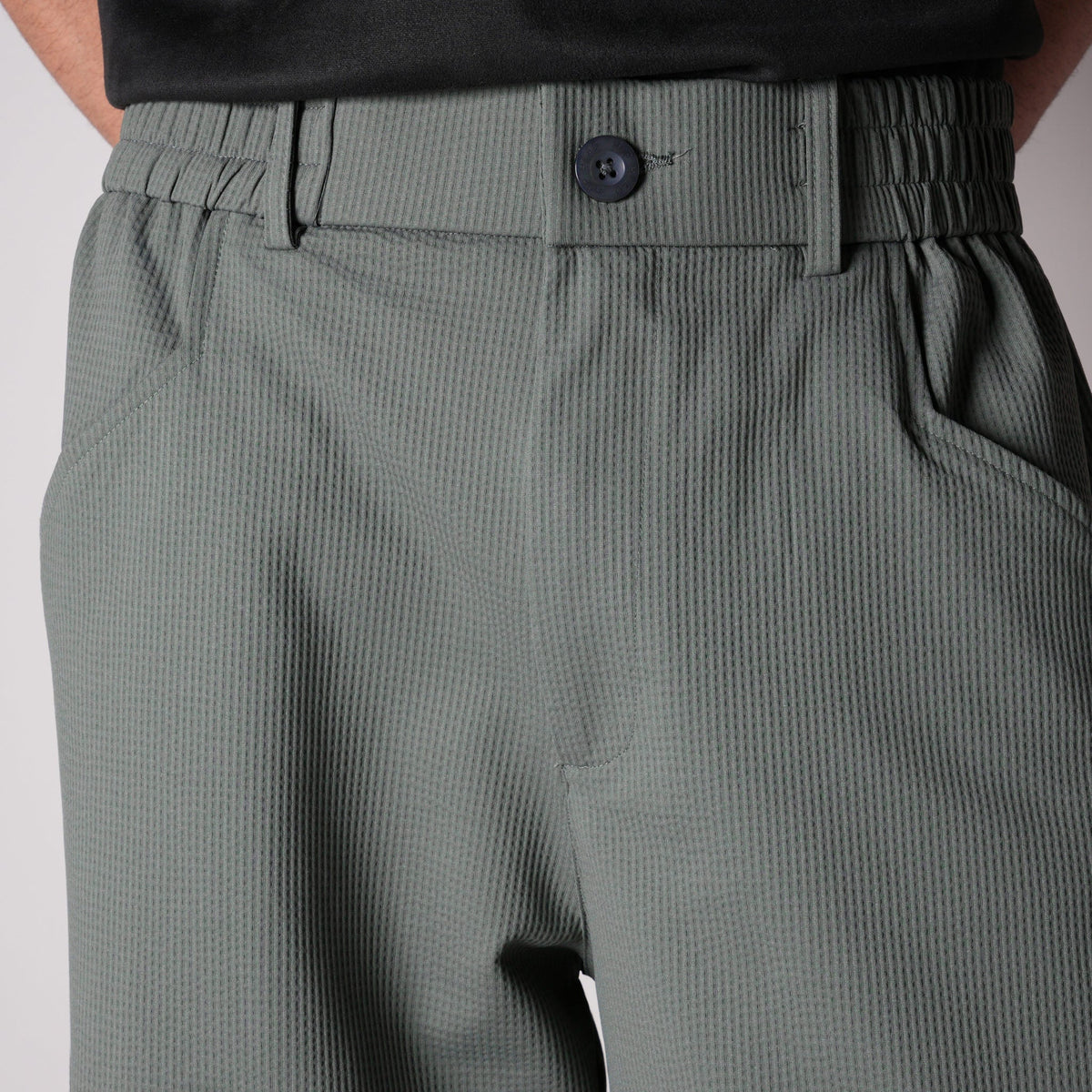 SAGE GREEN PIN-RIB WIDE PANTS