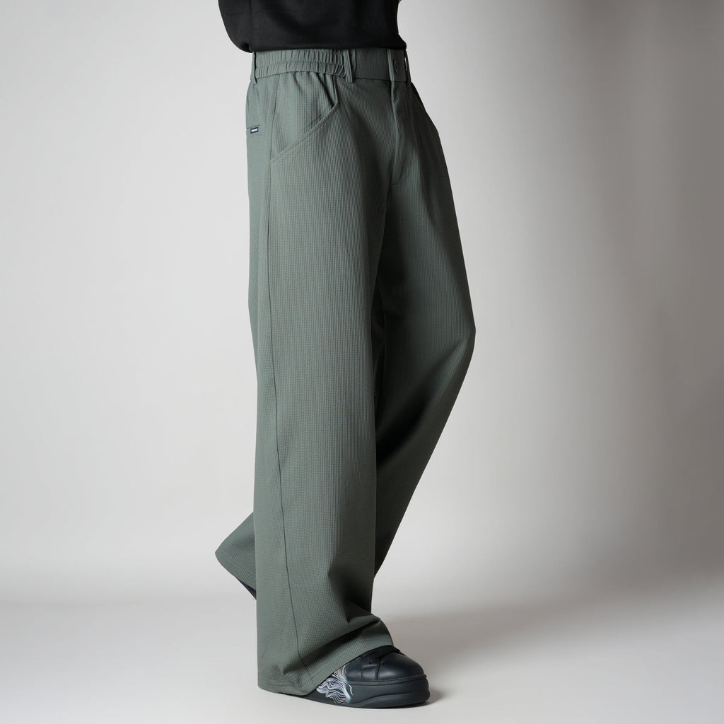 SAGE GREEN PIN-RIB WIDE PANTS