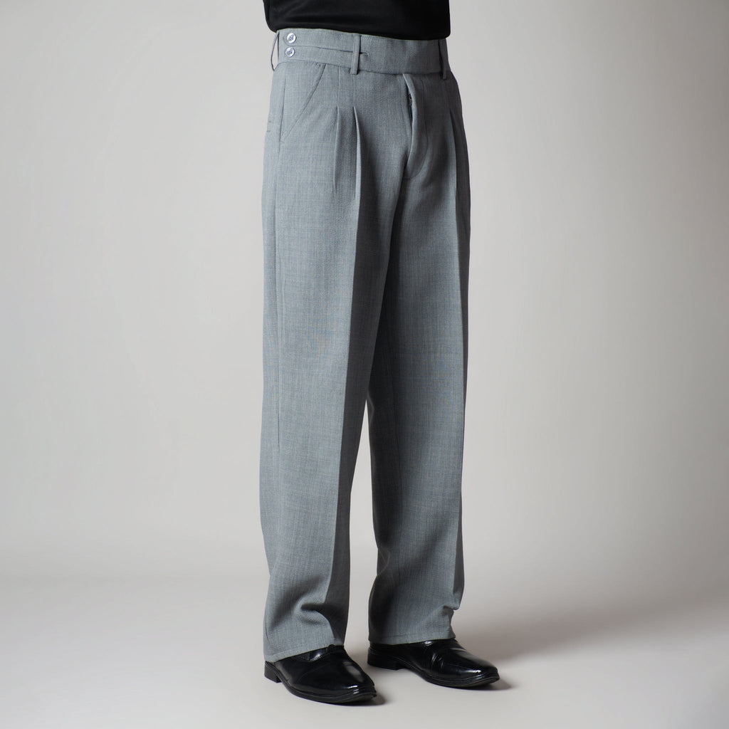 SILVER GREY DOUBLE FLAP TROUSER