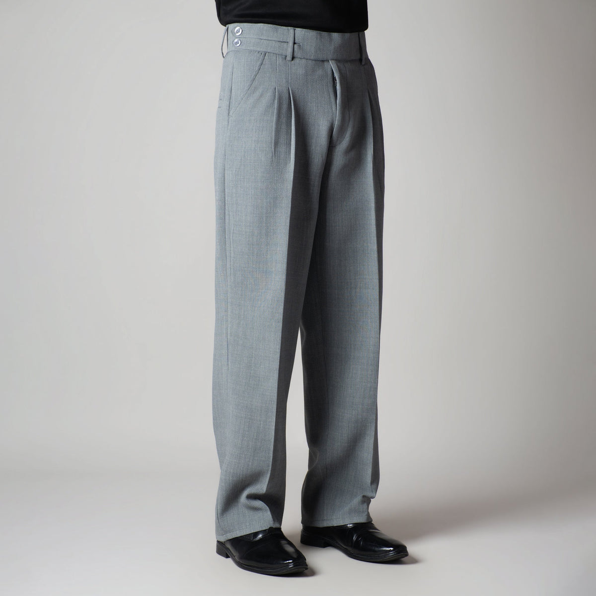 SILVER GREY DOUBLE FLAP TROUSER