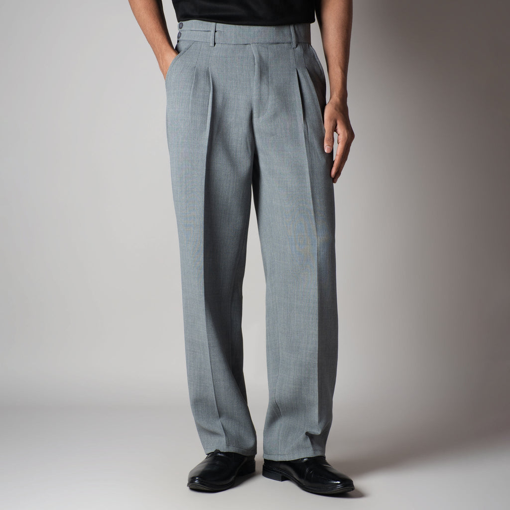 SILVER GREY DOUBLE FLAP TROUSER