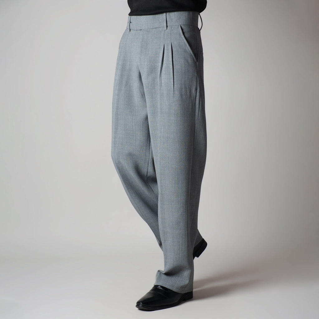 SILVER GREY DOUBLE FLAP TROUSER