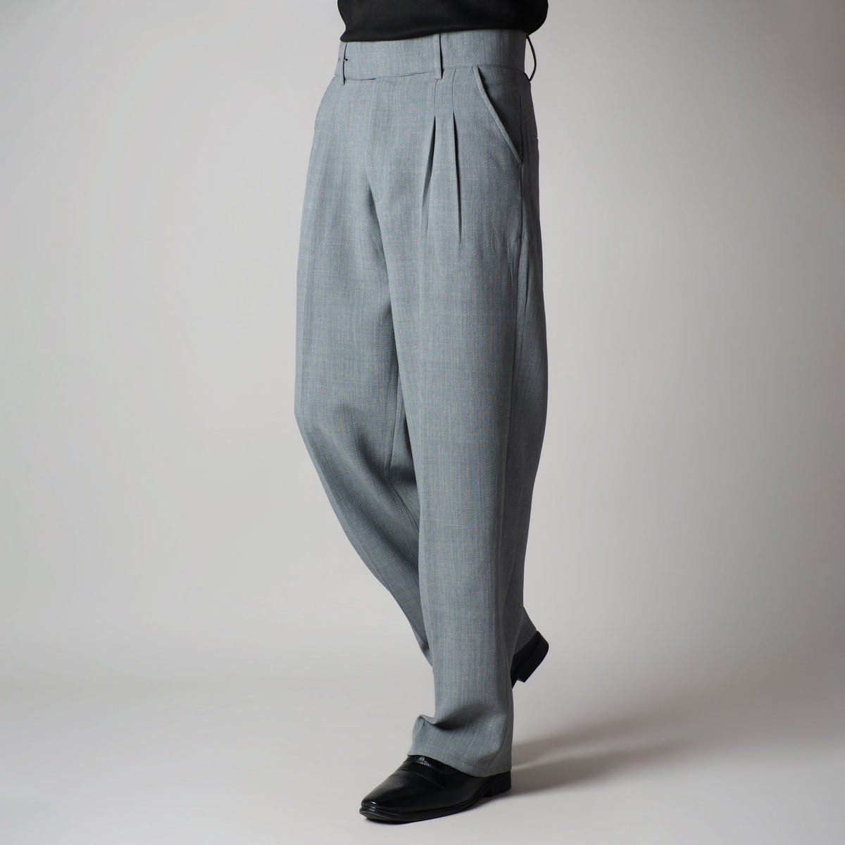SILVER GREY DOUBLE FLAP TROUSER