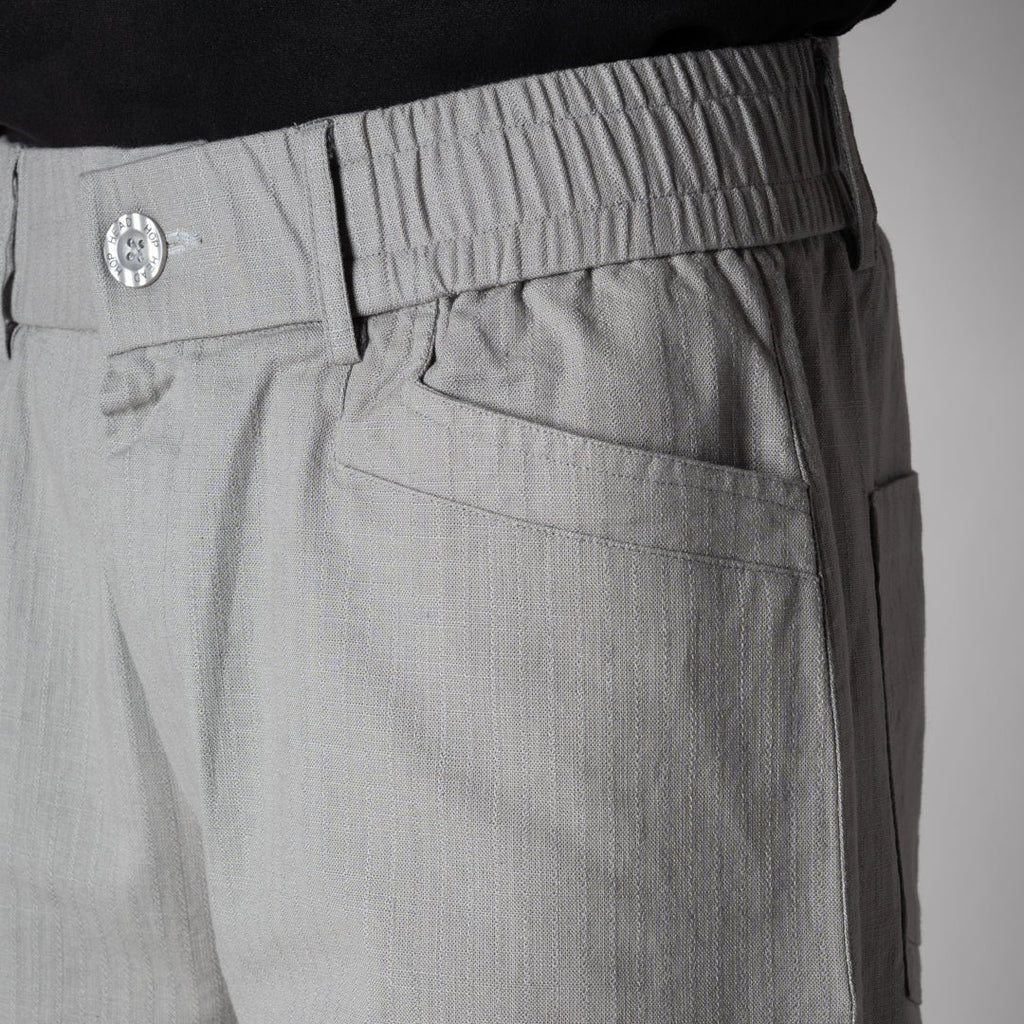 STONE GREY TEXTURED LINEN TRAVEL PANTS