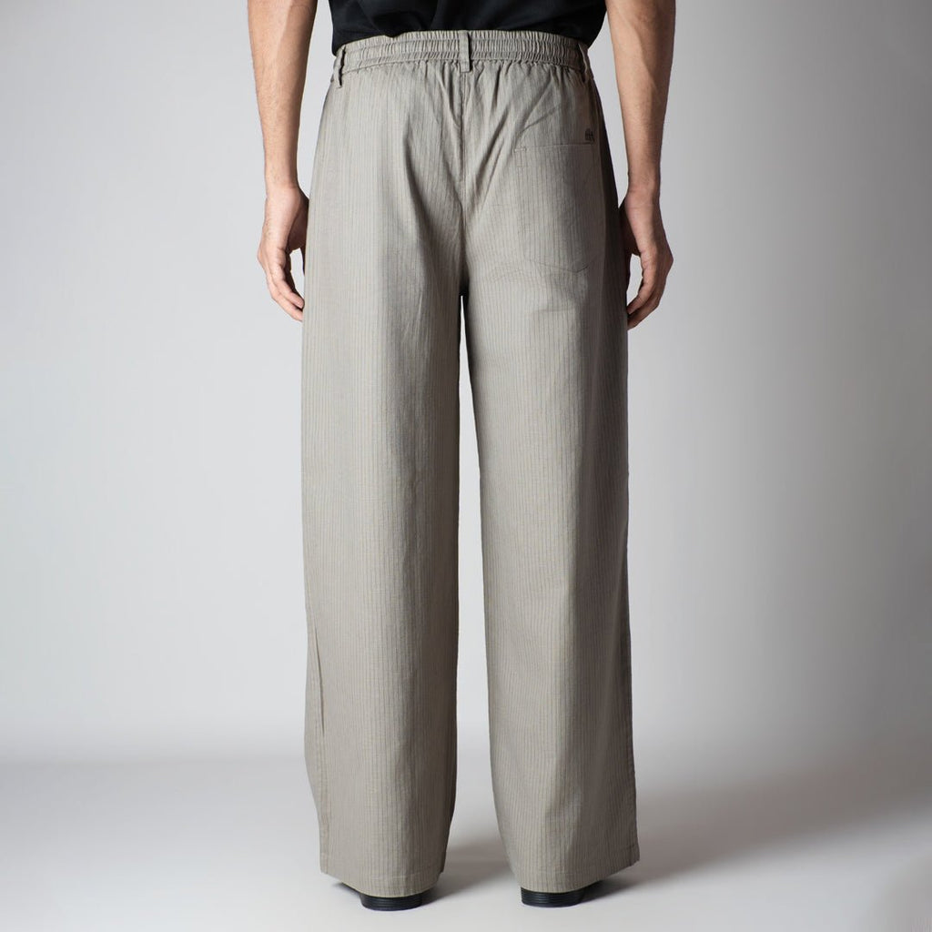 STONE GREY VERTICAL STRIPED PANT