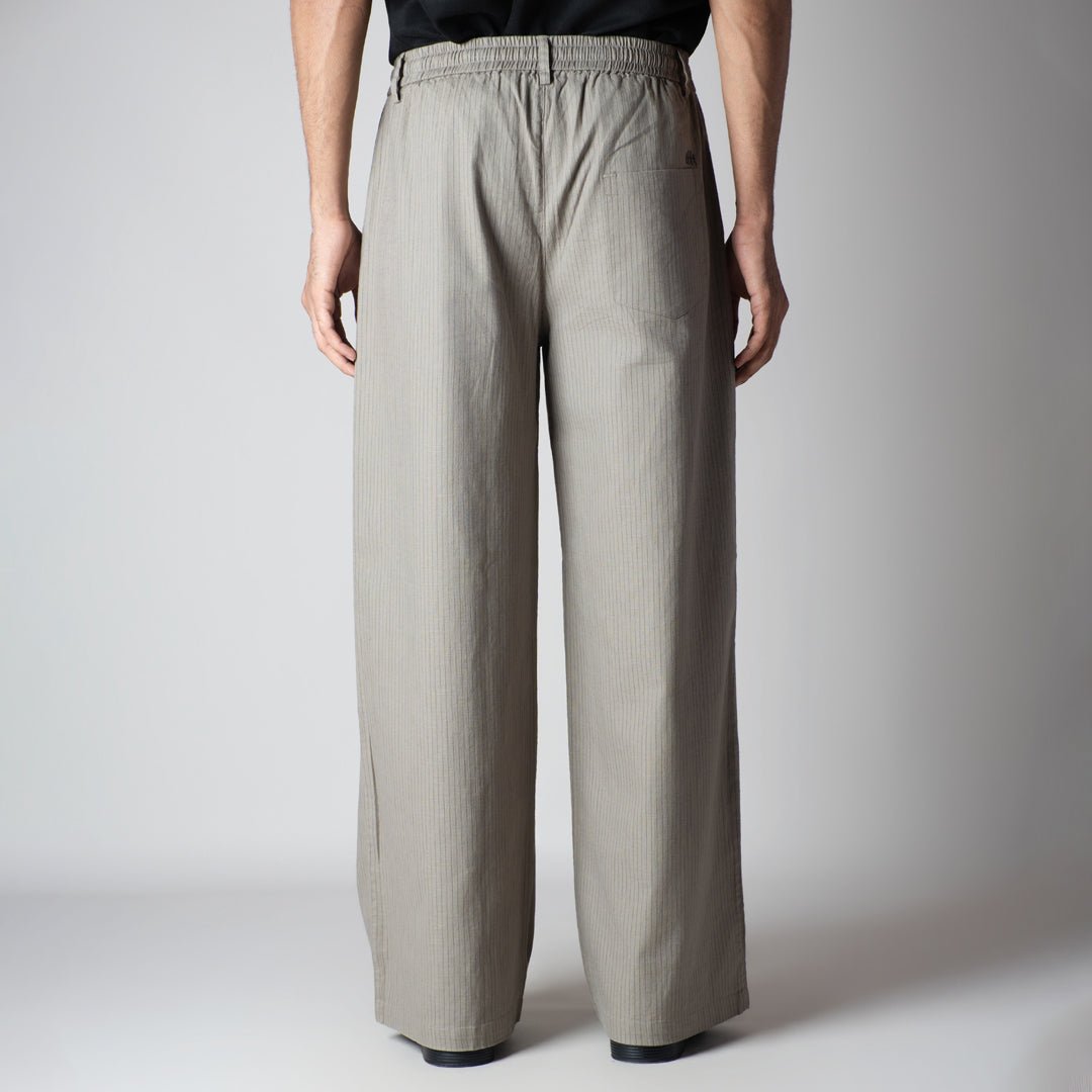 STONE GREY VERTICAL STRIPED PANT