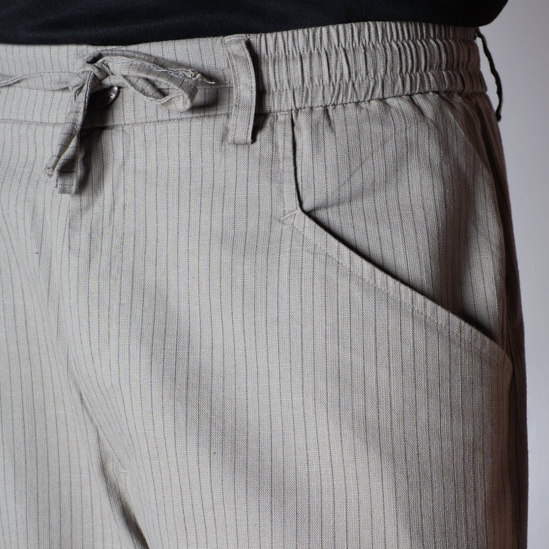 STONE GREY VERTICAL STRIPED PANT