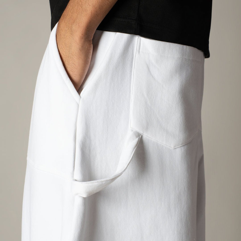 WHITE CARPENTER FLEECE BAGGY SWEATPANT